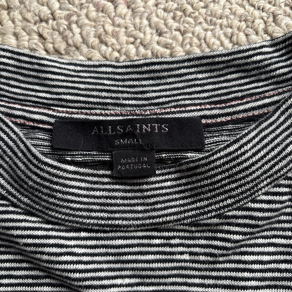 All Saints Black and White Striped Top - Picture 4 of 7